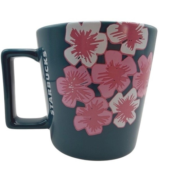Starbucks Other - Starbucks Sakura Cherry Blossom Mug Teal Pink Floral 14oz Asia Exclusive Rare